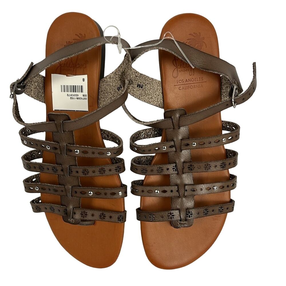 Jellypop Womens Sandals Brown Thong Strappy Seneca 8M Flats Die Cut